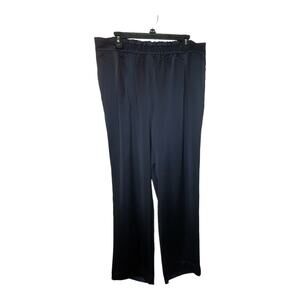 Chico's Black Label Dress Pants Navy Blue Straight Elastic Waist Pull On Size L